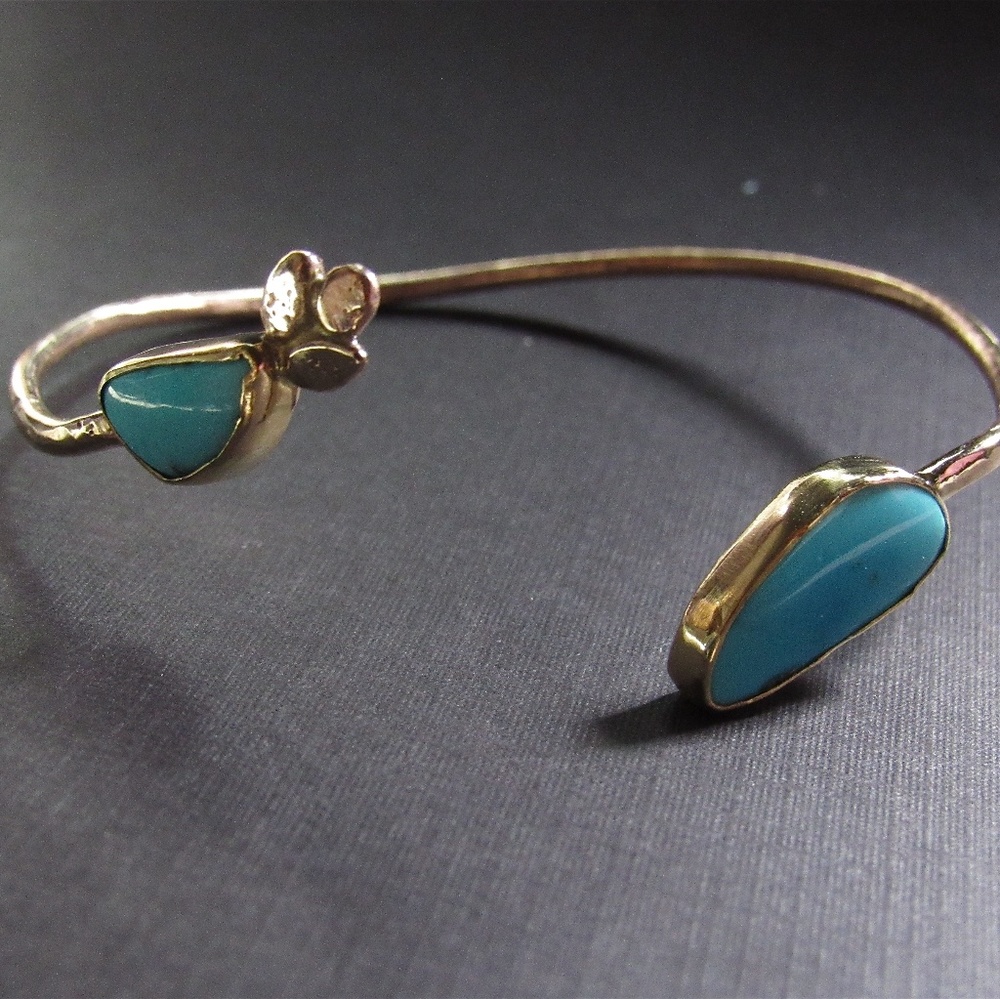 Handmade 14K Gold Turquoise Cuff Bracelet | Artisan Jewelry